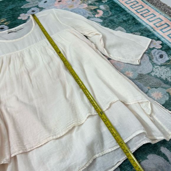 JP and Mattie Cream Boho Peasant blouse Cotton Shell Buttons Layered Tunic - Picture 12 of 15
